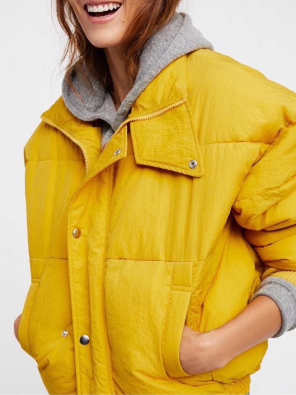Free People Cold Rush Puffer Jacket in Yellow size SMALL
